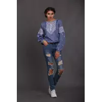 Женская вышиванка Твори мир, лен джинс, длинный рукав 60