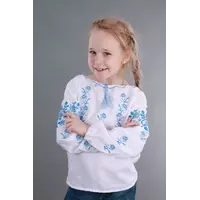 Вышитая сорочка для девочки (голубая вышивка) 140, Украина