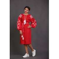 Красное платье - вышиванка для женщин 44