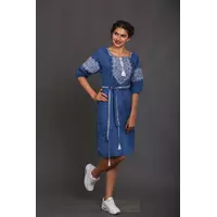 Женское платье с вышивкой Твори мир, цвет индиго 44