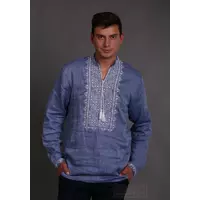 Мужская рубашка вышиванка - лен джинс